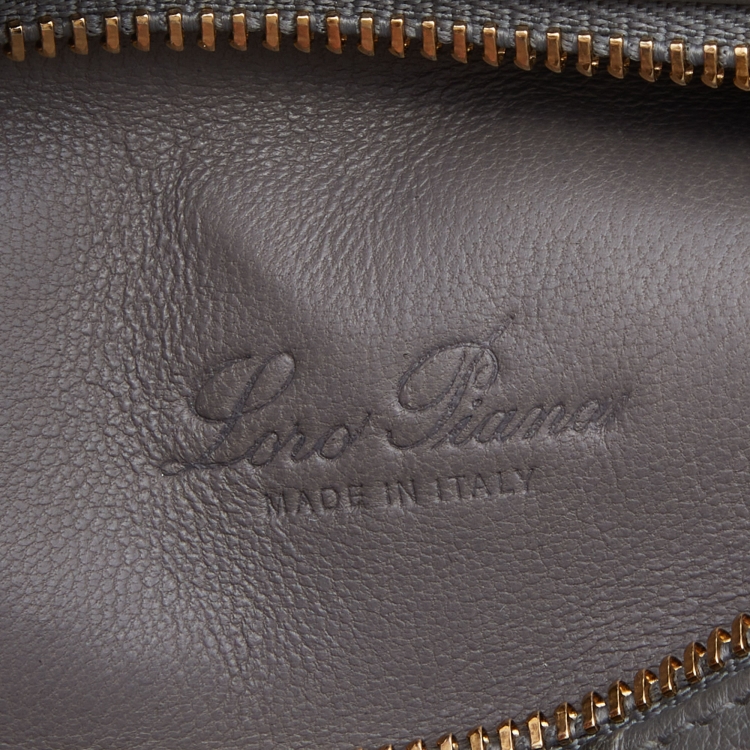 Pre Owned Loro Piana Grey Ostrich Leather Zip L19 Pouch