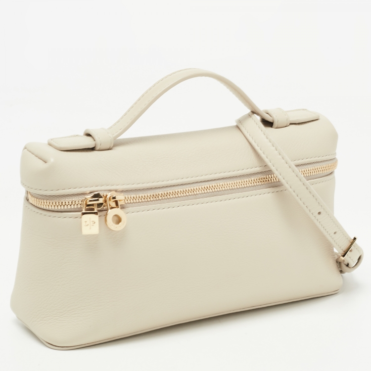 Pre Owned Loro Piana Light Beige Leather Extra Pocket L19 Pouch