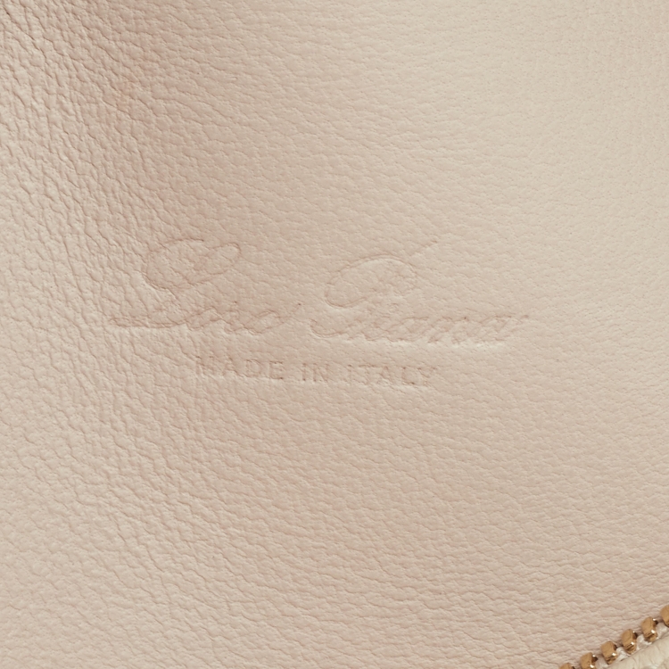 Pre Owned Loro Piana Light Beige Leather Extra Pocket L19 Pouch