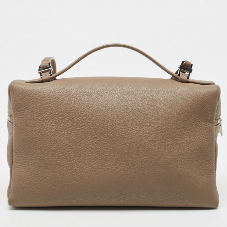Pre Owned Loro Piana Taupe Leather Extra Pocket L27 Pouch
