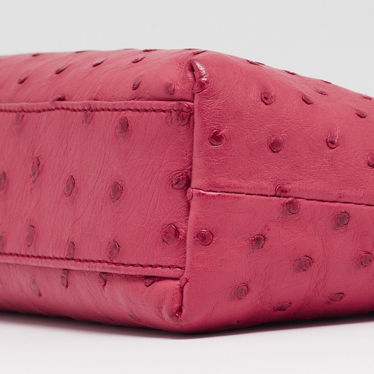 Pre Owned Loro Piana Dark Pink Ostrich L19 Pouch