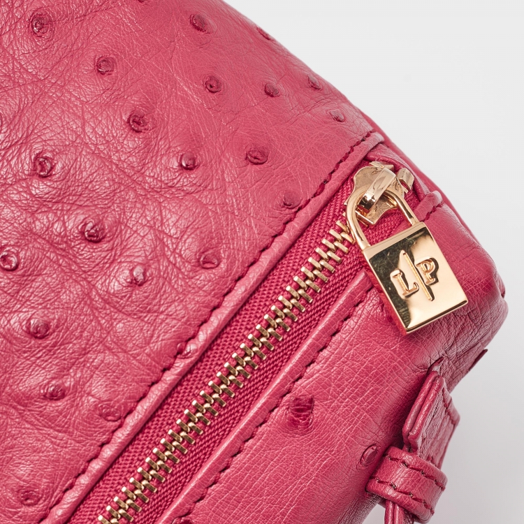 Pre Owned Loro Piana Dark Pink Ostrich L19 Pouch