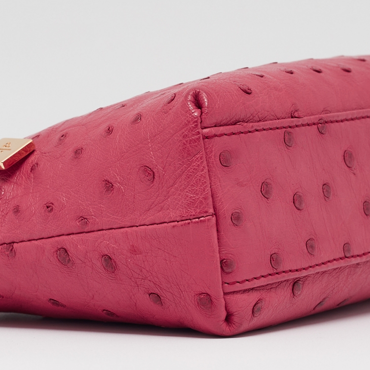 Pre Owned Loro Piana Dark Pink Ostrich L19 Pouch