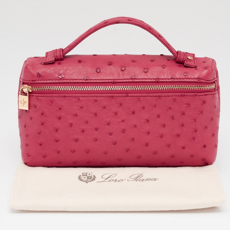 Pre Owned Loro Piana Dark Pink Ostrich L19 Pouch