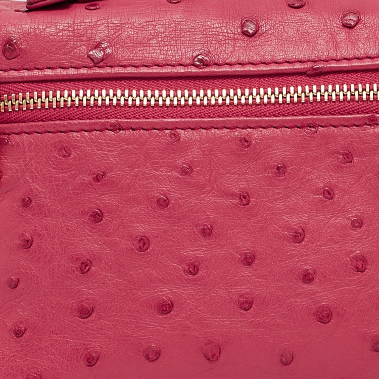 Pre Owned Loro Piana Dark Pink Ostrich L19 Pouch