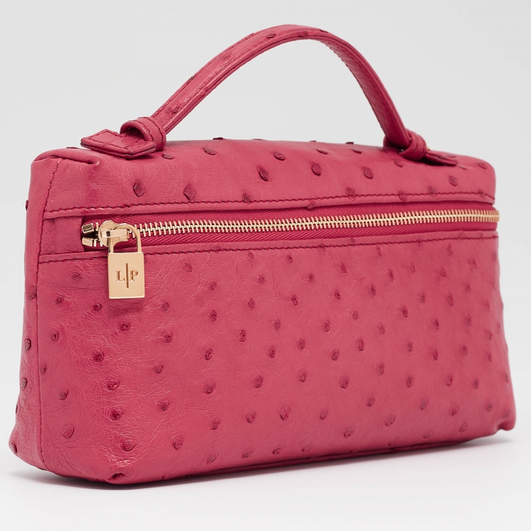 Pre Owned Loro Piana Dark Pink Ostrich L19 Pouch