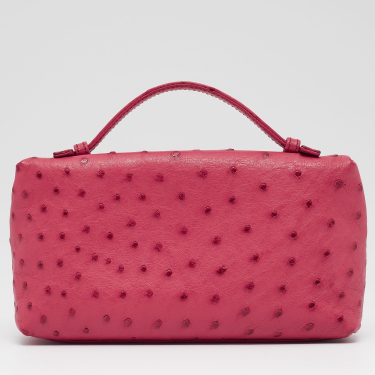 Pre Owned Loro Piana Dark Pink Ostrich L19 Pouch