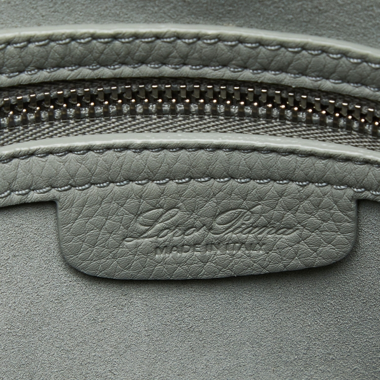 Pre Owned Loro Piana Pale Green Grained Leather Sesia Tote