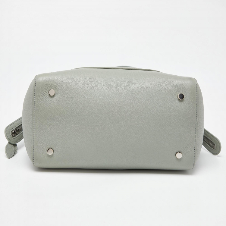 Pre Owned Loro Piana Pale Green Grained Leather Sesia Tote