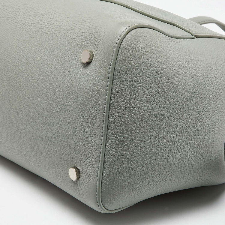Pre Owned Loro Piana Pale Green Grained Leather Sesia Tote