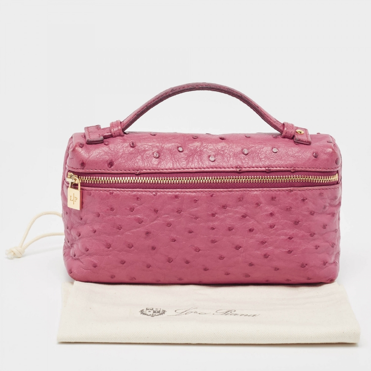 Pre Owned Loro Piana Dark Pink Ostrich L19 Pouch