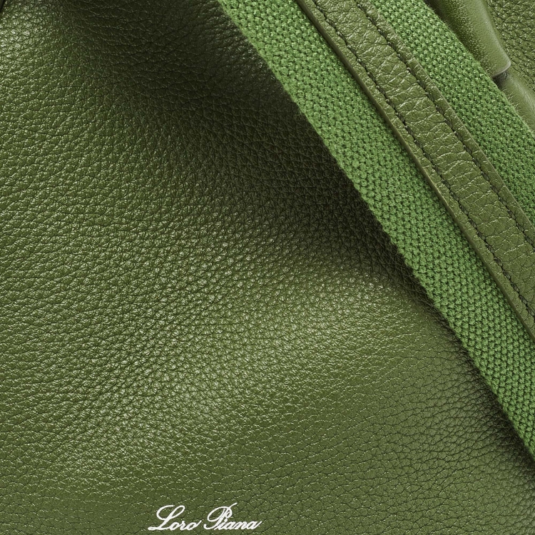 Pre Owned Loro Piana Military Green Leather Micro Bale Bag 