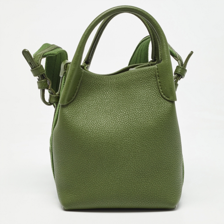 Pre Owned Loro Piana Military Green Leather Micro Bale Bag 