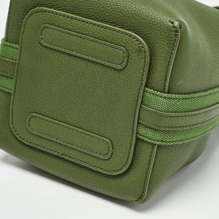 Pre Owned Loro Piana Military Green Leather Micro Bale Bag 