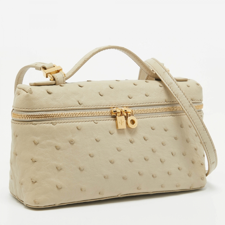 Pre Owned Loro Piana Light Beige Leather Extra Pocket L19 Pouch