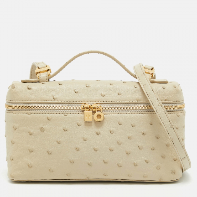 Pre Owned Loro Piana Light Beige Leather Extra Pocket L19 Pouch