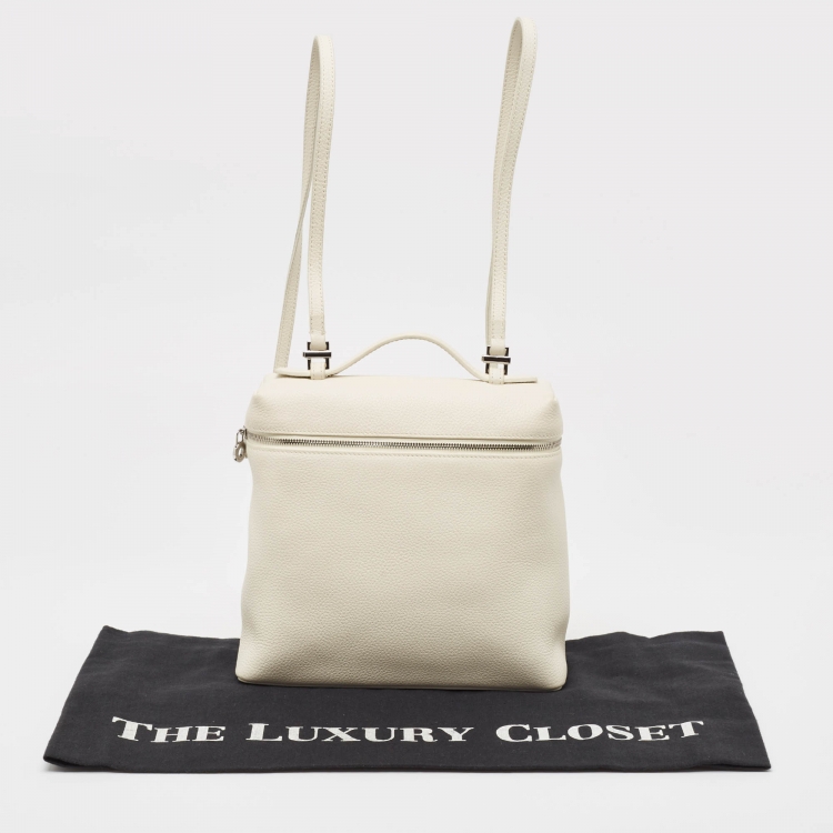 Pre Owned Loro Piana White Leather Extra Pocket L23 Backpack