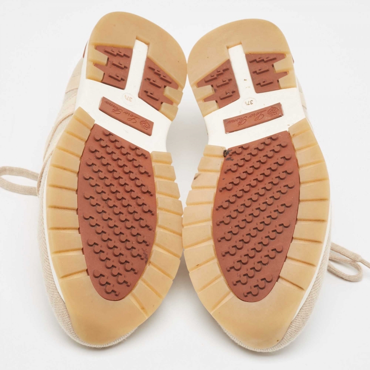 Pre Owned Loro Piana Beige Fabric and Leather 360 Flexy Walker Sneakers Size 37.5
