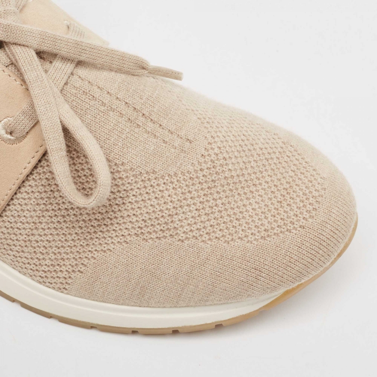 Pre Owned Loro Piana Beige Fabric and Leather 360 Flexy Walker Sneakers Size 37.5