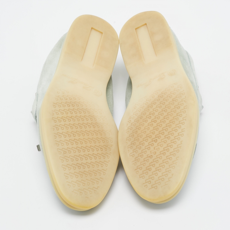 Pre Owned Loro Piana Mint Green Suede Summer Charms Walk Loafers Size 38