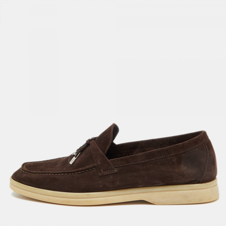 Pre Owned Loro Piana Brown Suede Summer Charms Walk Loafers Size 36.5