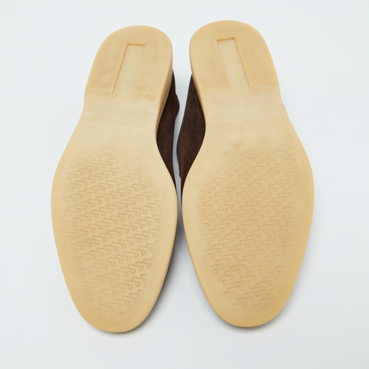 Pre Owned Loro Piana Brown Suede Summer Charms Walk Loafers Size 36.5