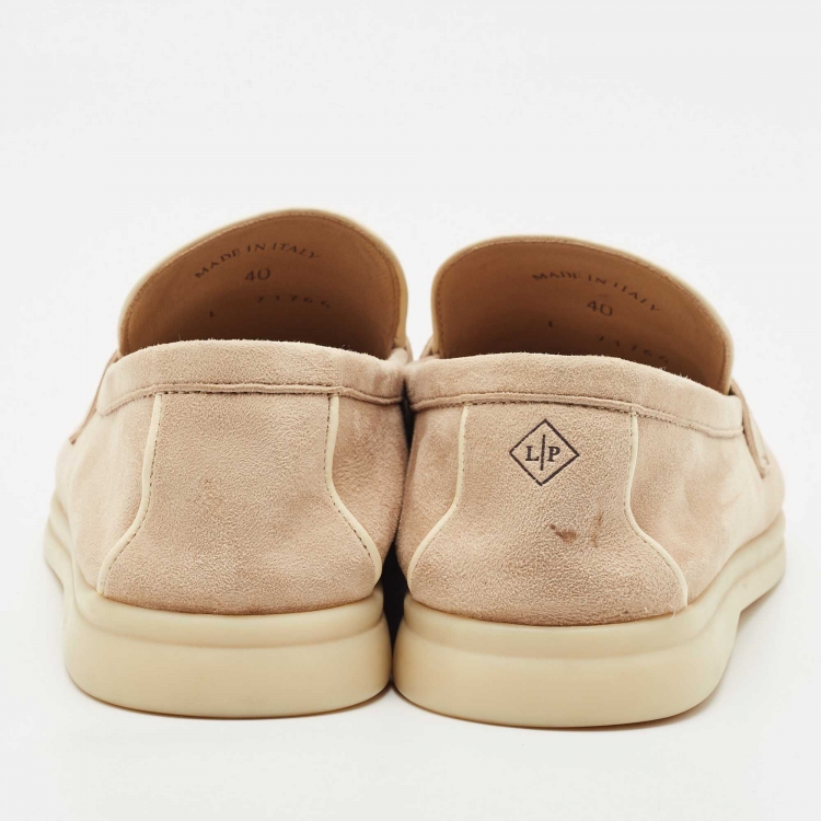 Pre Owned Loro Piana Beige Suede Summer Charms Walk Slip On Loafers Size 40