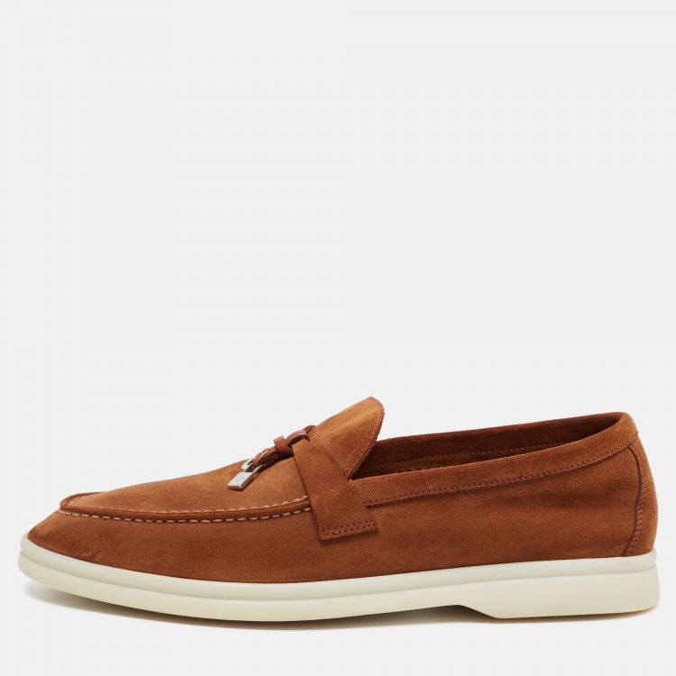 Pre Owned Loro Piana Brown Suede Summer Charms Walk Loafers Size 38