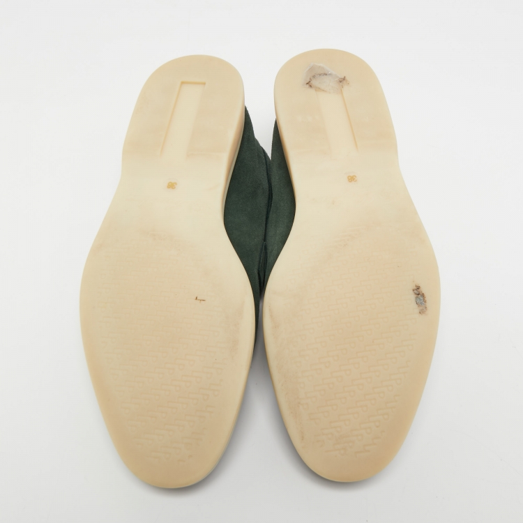 Pre Owned Loro Piana Green Suede Summer Charms Walk Loafers Size 38