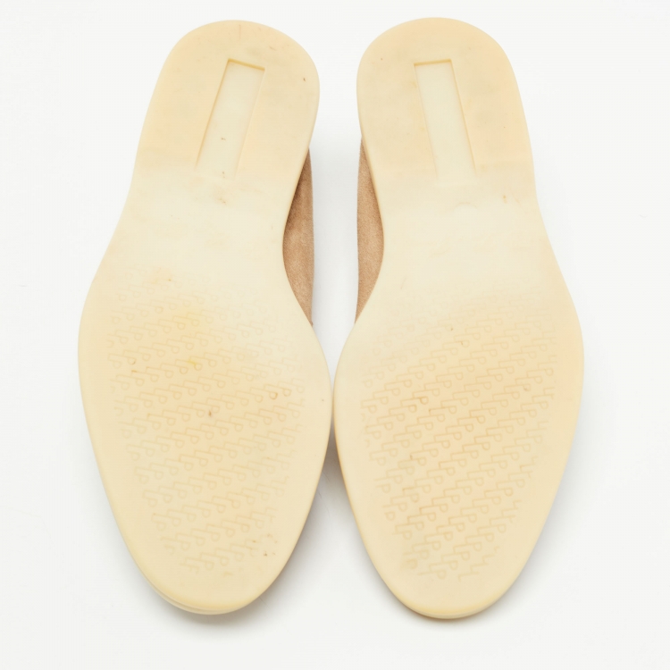 Pre Owned Loro Piana Biege Suede Summer Charms Loafers Size 37.5