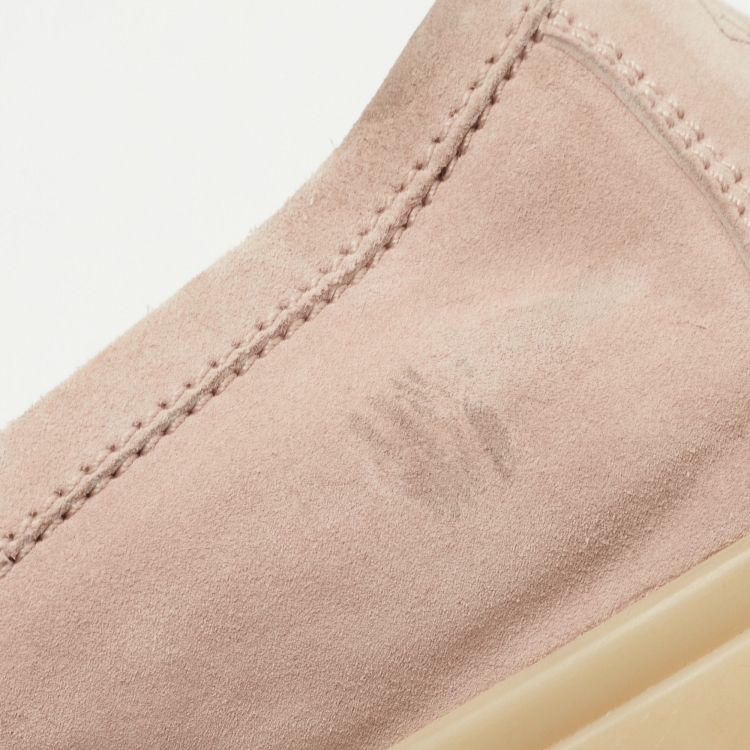 مملوكة مسبقًا Loro Piana Light Pink Nubuck Leather Summer Walk Loafers Size 37