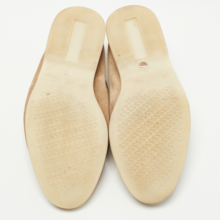 Pre Owned Loro Piana Beige Suede Summer Charms Walk Slip On Loafers Size 36
