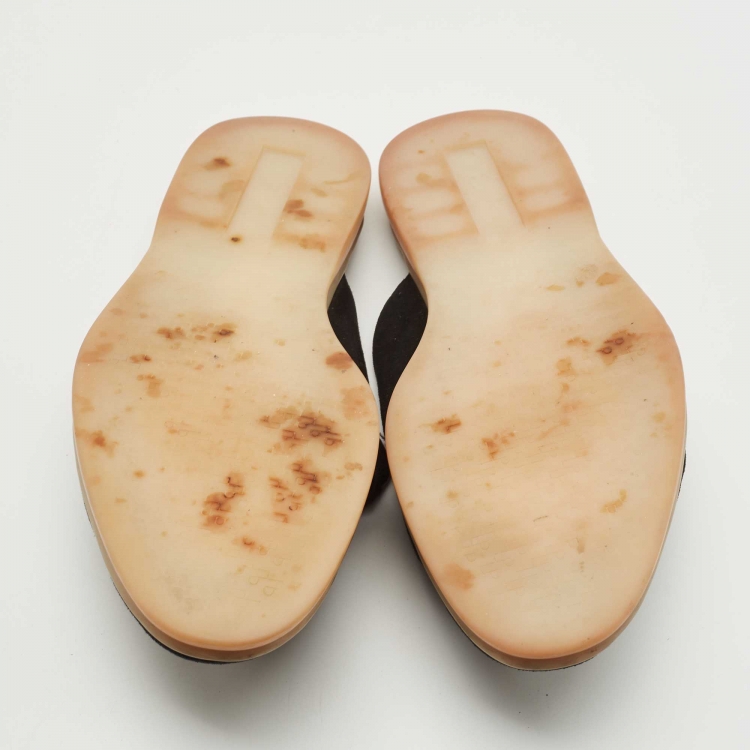 مملوكة مسبقًا Loro Piana Black Suede Babouche Charms Walk Mules Size 39 