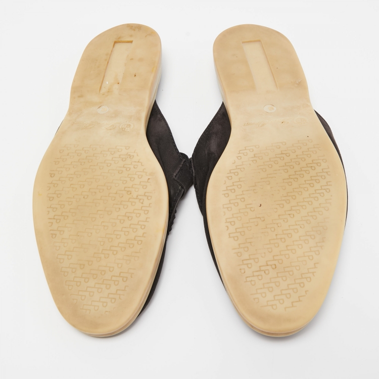 Pre Owned Loro Piana Black Suede Summer Charms Walk Mules Size 42