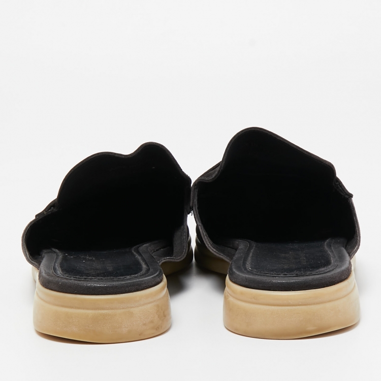 Pre Owned Loro Piana Black Suede Summer Charms Walk Mules Size 42