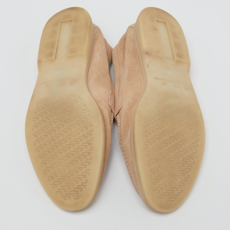 Pre Owned Loro Piana Beige Suede Summer Charms Walk Loafers Size 38