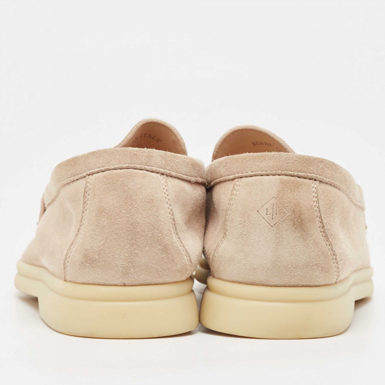 Pre Owned Loro Piana Beige Suede Summer Charms Walk  Loafers Size 37.5