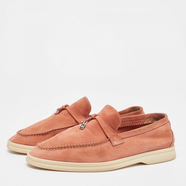 Pre Owned Loro Piana Brown Suede Summer Charms Walk Loafers Size 39.5