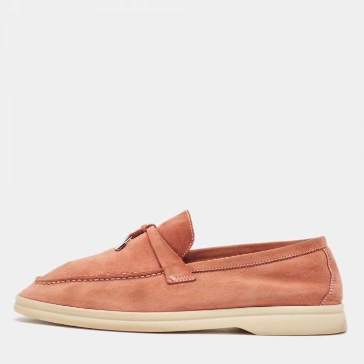 Pre Owned Loro Piana Brown Suede Summer Charms Walk Loafers Size 39.5