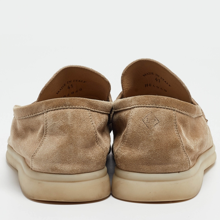 Pre Owned Loro Piana Beige Suede Summer Charms Walk Loafers Size 41