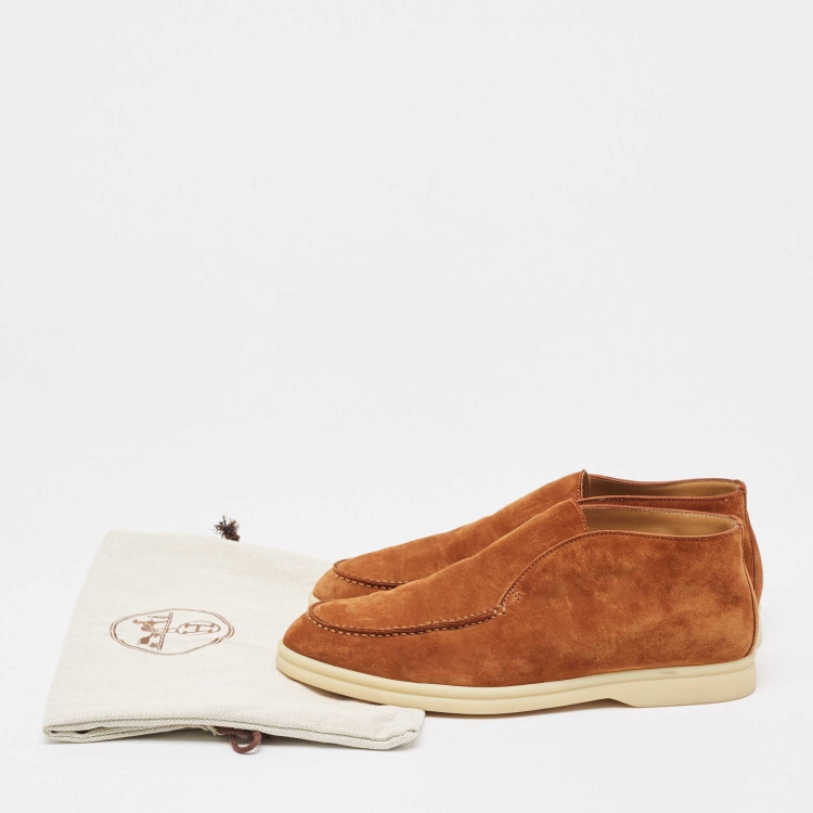 Pre Owned Loro Piana Brown Suede Open Walk Boots Size 38