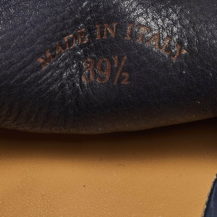 Pre Owned Loro Piana Navy Blue Suede Summer Charms Walk Loafers Size 39.5