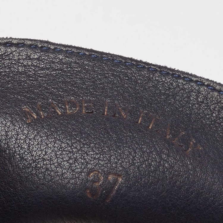 Pre Owned Loro Piana Navy Blue Suede Summer Charms Walk  Loafers  Size 37