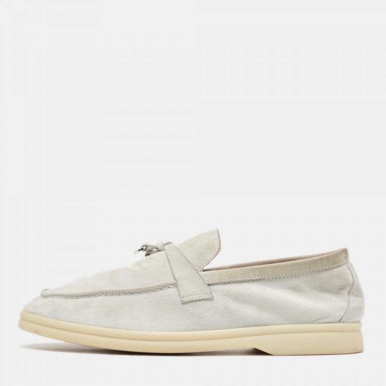 Pre Owned Loro Piana Grey Suede Summer Charms Walk Loafers Size 37