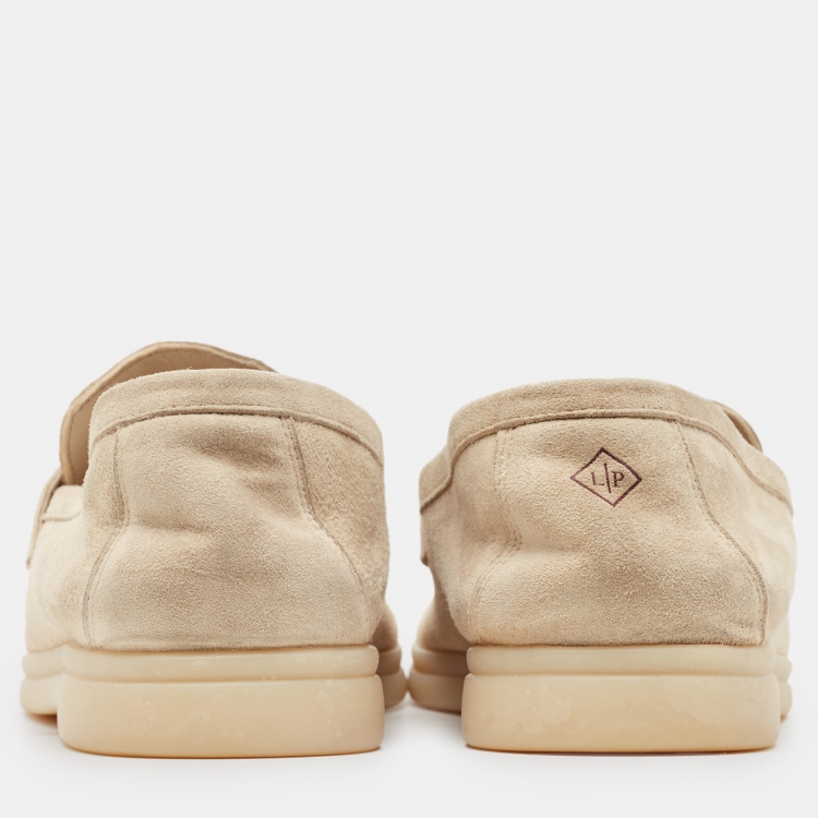 مملوكة مسبقًا Loro Piana Beige Suede Summer Charms Walk Loafers Size 39