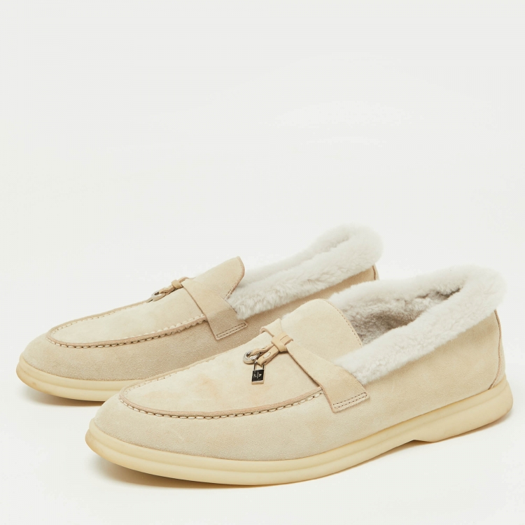 Loro Piana Beige Suede and Shearling Fur Summer Charms Walk Loro Piana Beige Suede and Shearling Fur Summer Charms Walk