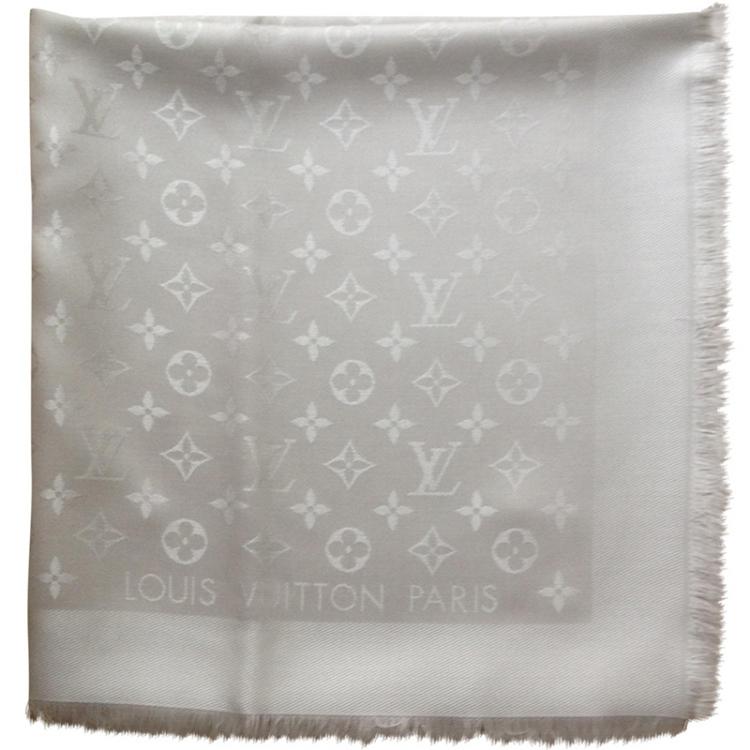 Louis Vuitton Greige Monogram Silk Blend Shine Shawl Louis Vuitton