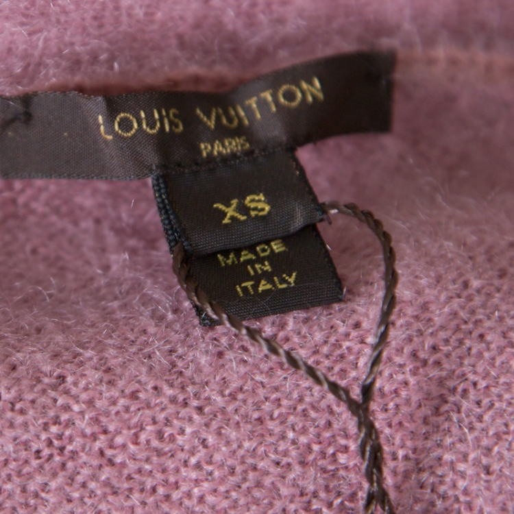 Pre Owned Louis Vuitton Dusty Pink Mohair Rib Knit Tapered Waist Sweater XS