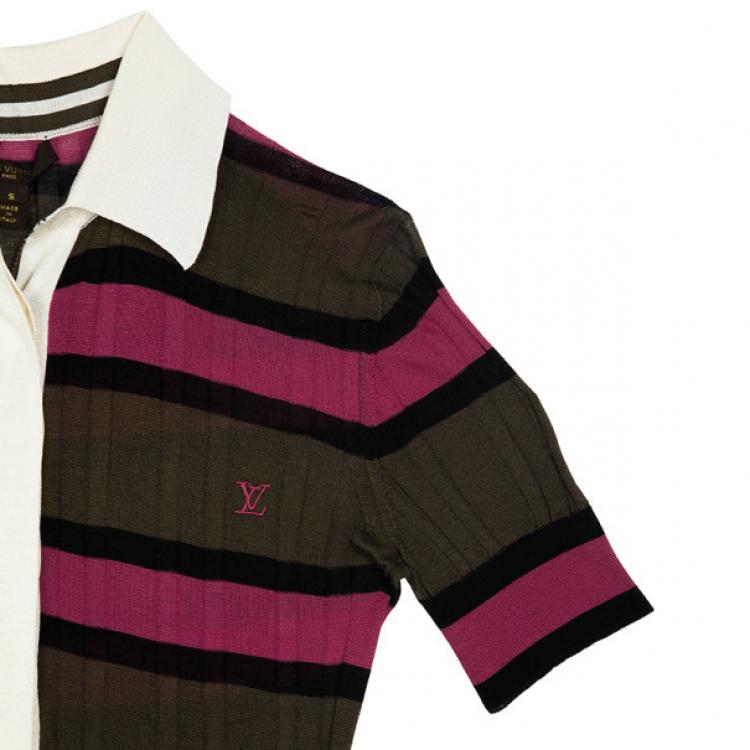 Pre Owned Louis Vuitton Striped Polo Top S