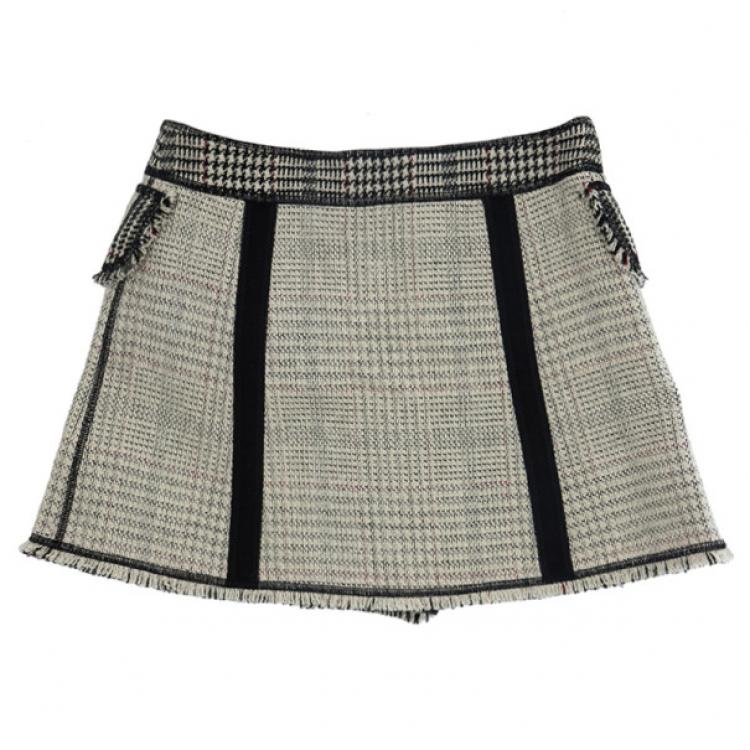 Pre Owned Louis Vuitton Overlap Tweed Skirt S